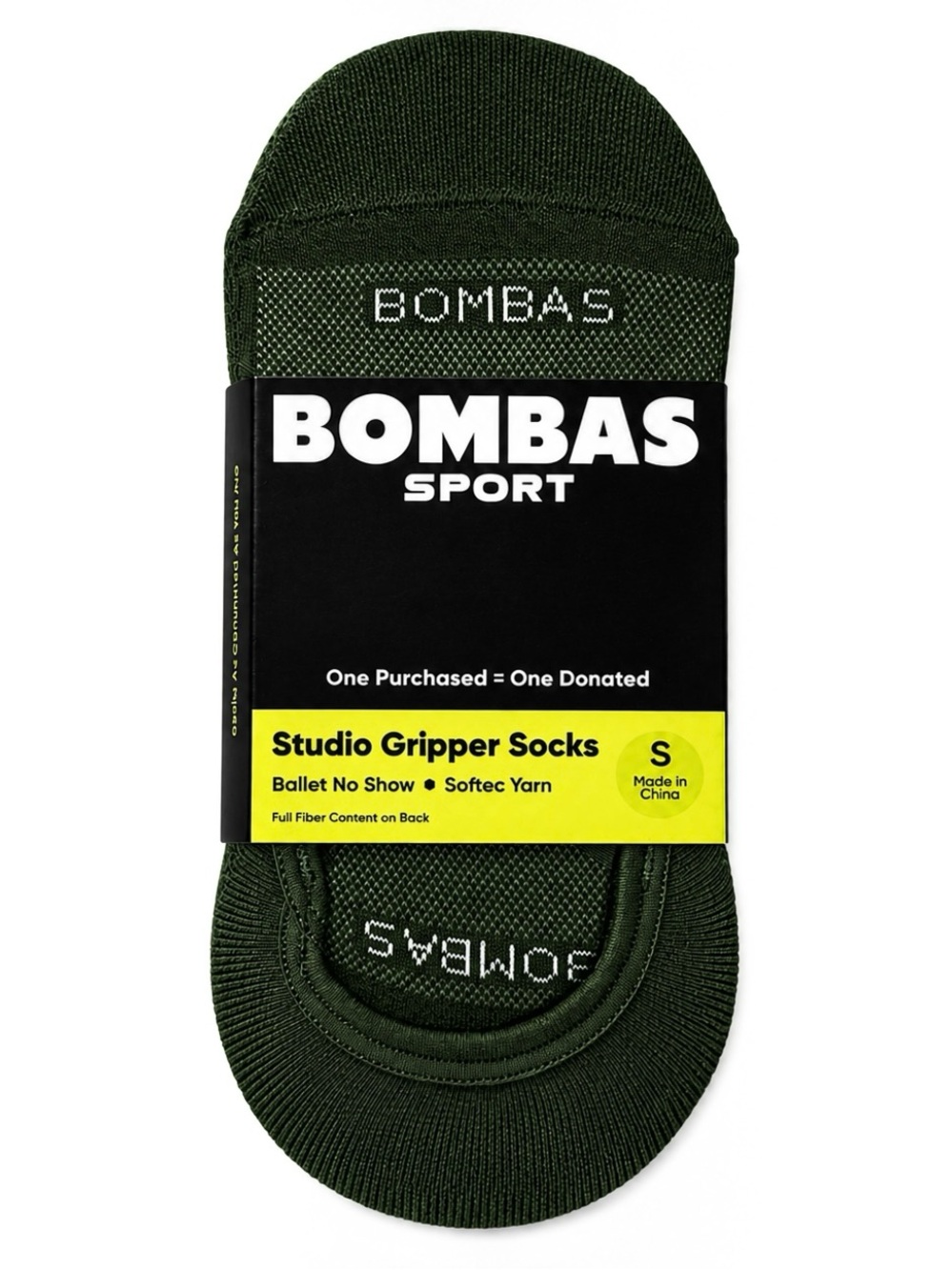 Bombas Studio Gripper Ballet No Show Socks Olive S
